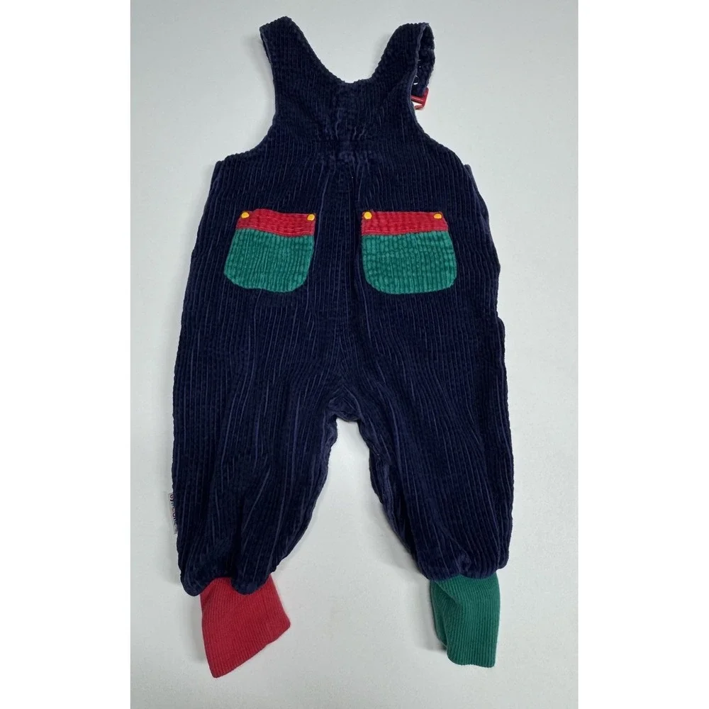 Vtg 90s Gymboree Rainbow Label Blue Lion Overalls Size Small Colorblock XS